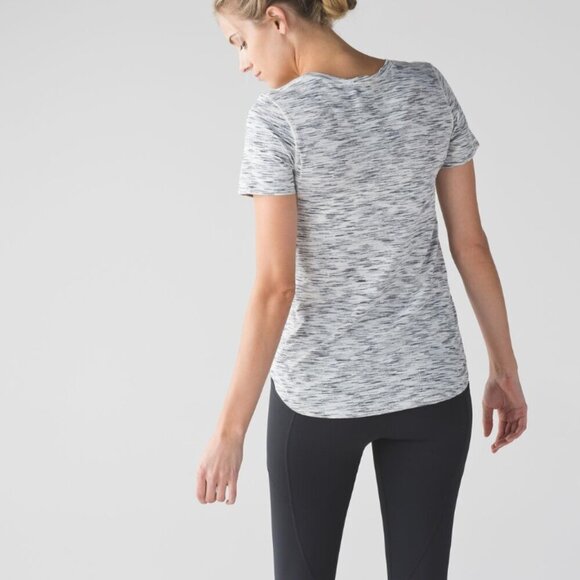 Lululemon What The Sport Tee Tiger Space Dye Black White Size 4 - Picture 1 of 8